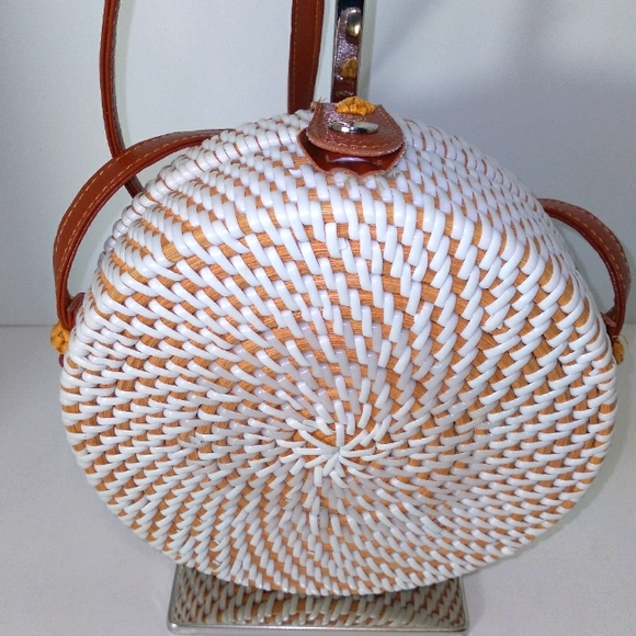 ASOS Handbags - ASOS Rattan Circle White Weaved Crossbody Bag ' EUC